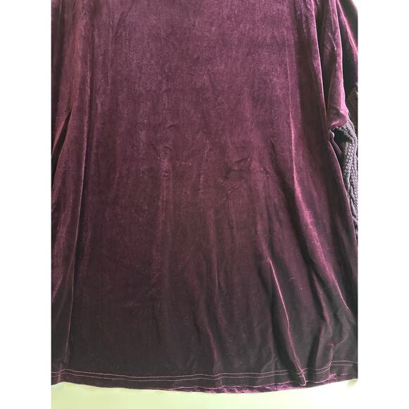 Suzanne Betro Weekend Purple Velvet Cable Knit Cowl Neck Textured Tunic Top 2X - Picture 9 of 12